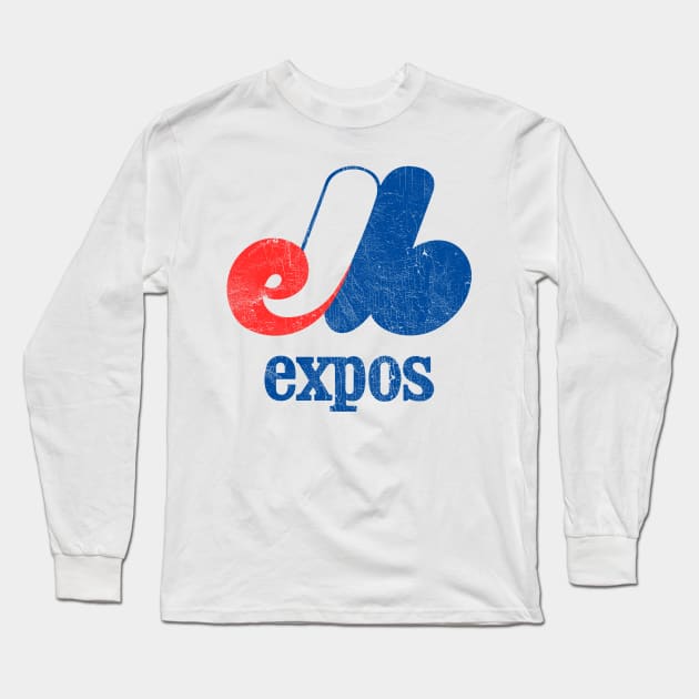 1978 Montreal Expos Vintage Look Baseball Design Long Sleeve T-Shirt by DrumRollDesigns